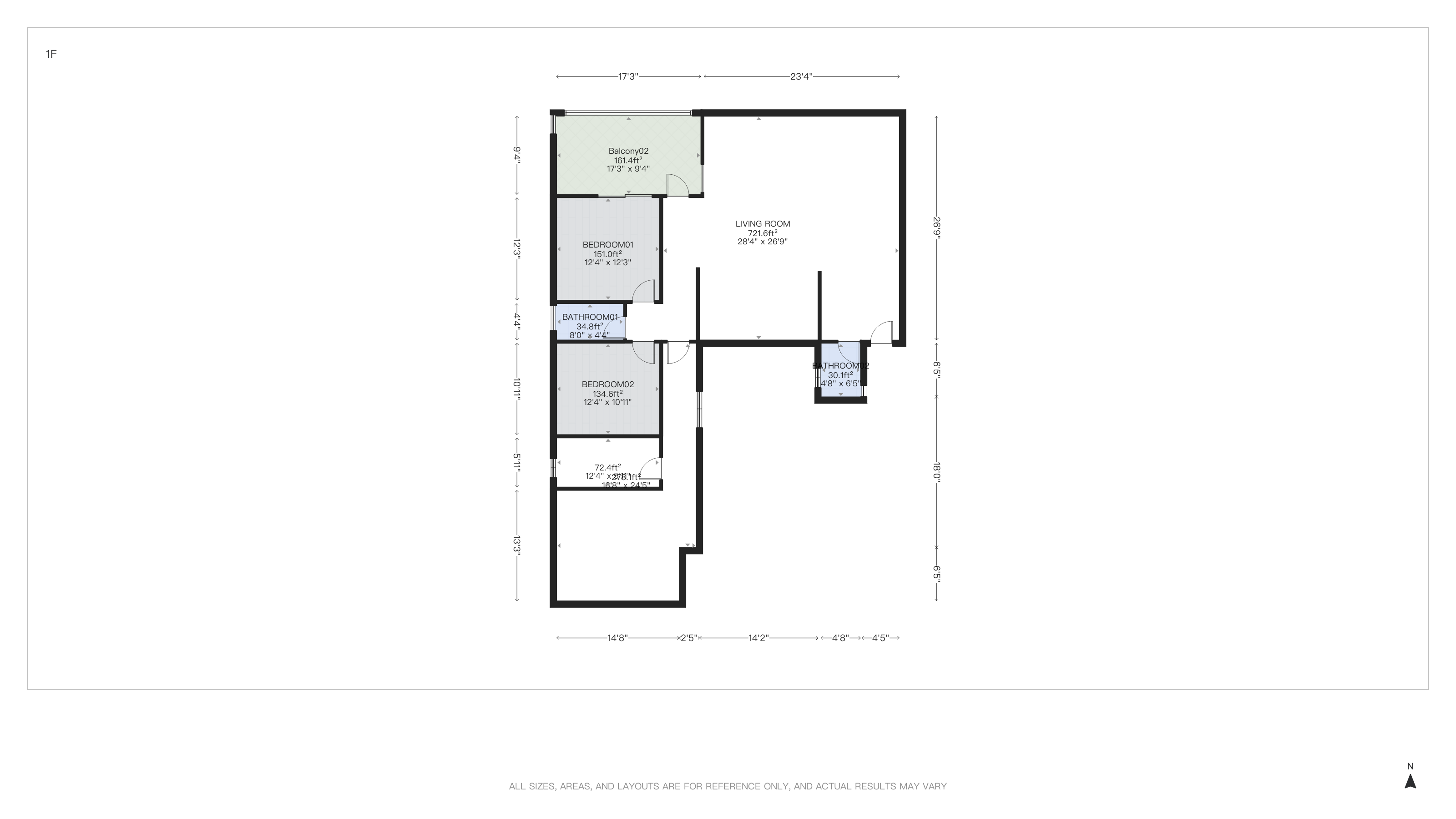 Schematic floor plan of the Contemporary Chic apartment